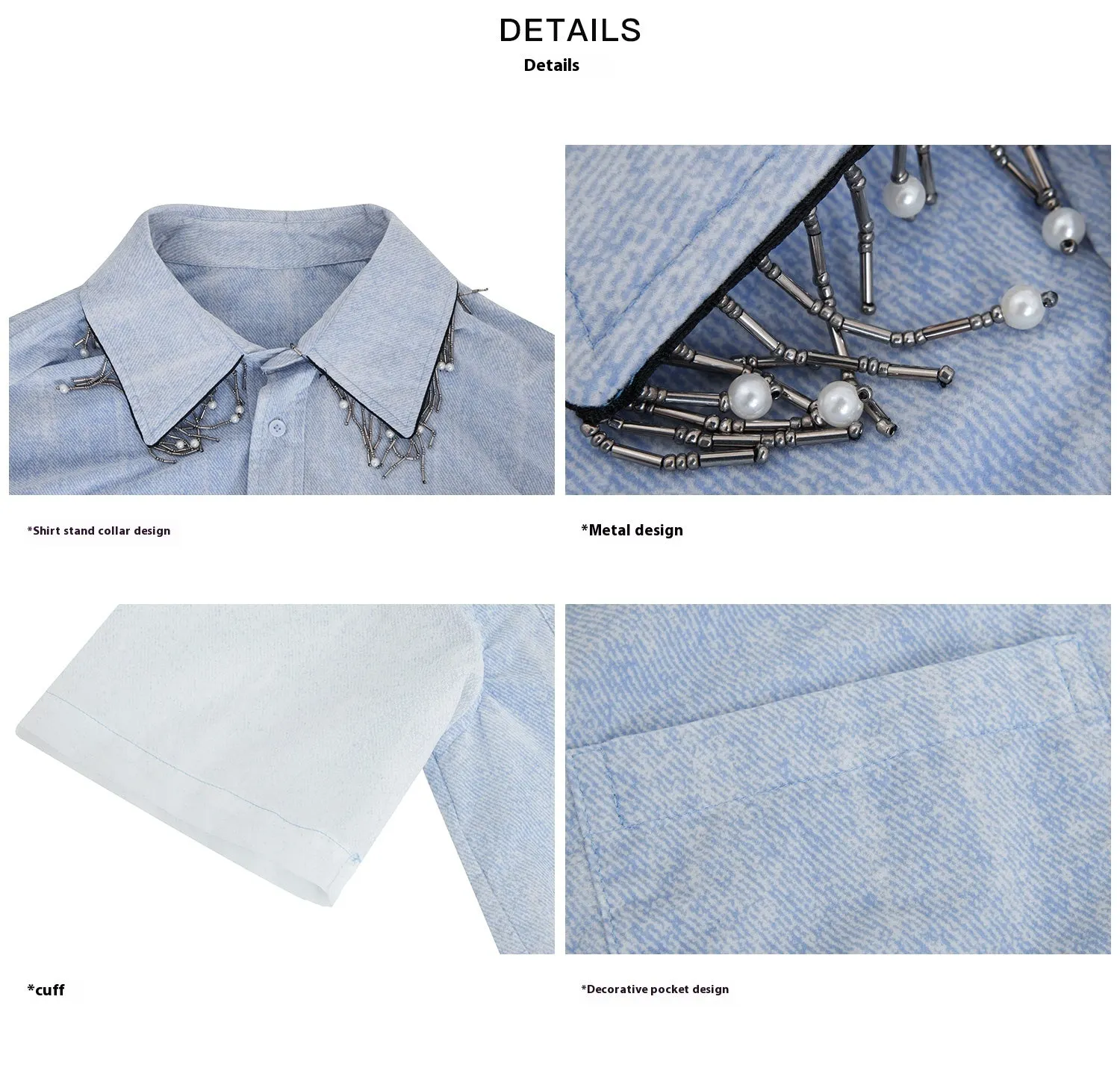Men's loose fit blue and white gradient short sleeve shirt with quilted texture