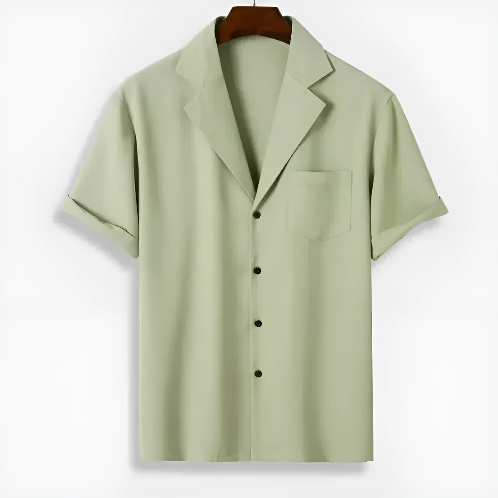 Men's short-sleeved striped lapel printed shirt in picture colour, loose cardigan style, 120g four-side elastic polyester fabric