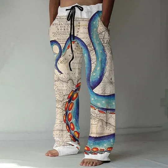 Casual straight-leg loose drawstring trousers in multiple colours with elastic waistband and side pockets