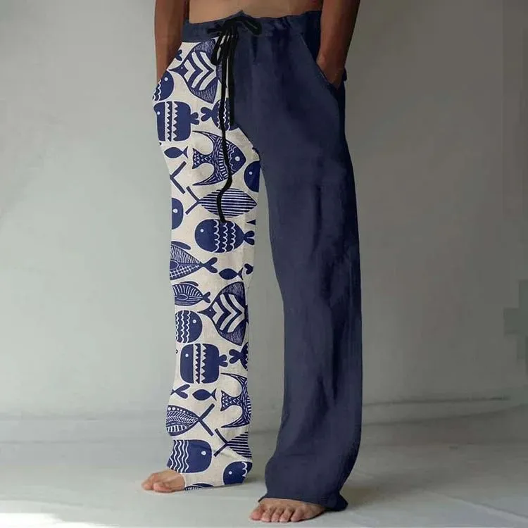 Casual straight-leg loose drawstring trousers in multiple colours with elastic waistband and side pockets