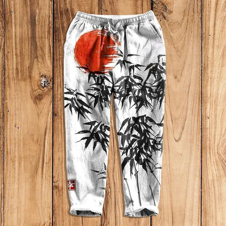 Casual straight-leg loose drawstring trousers in multiple colours with elastic waistband and side pockets
