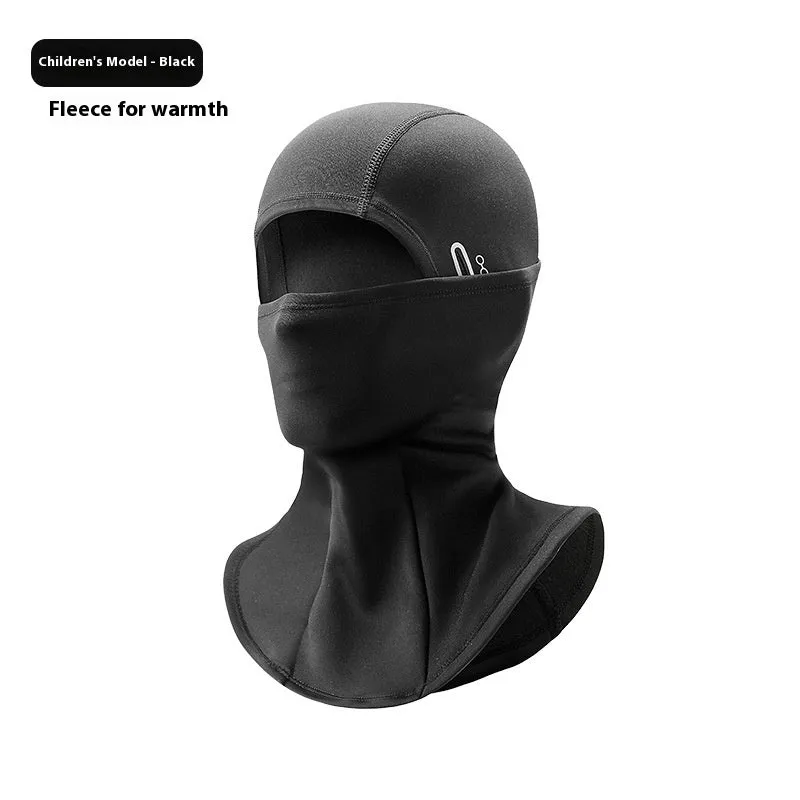 Winter wind-proof cold protection thermal headgear mask in black for outdoor cycling and riding