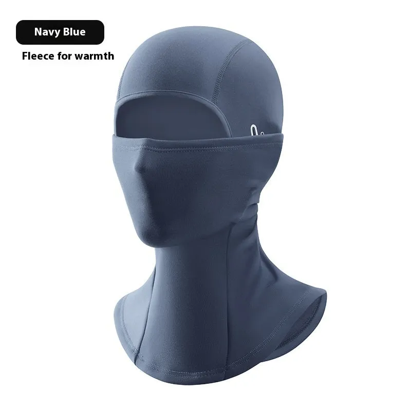 Winter wind-proof cold protection thermal headgear mask in black for outdoor cycling and riding