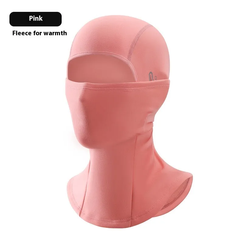 Winter wind-proof cold protection thermal headgear mask in black for outdoor cycling and riding