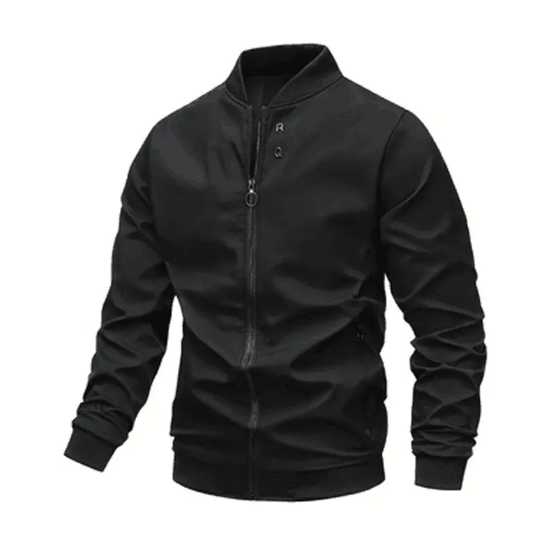 Men's slim-fit fashion collar casual jacket in chemical fibre blend, available in multiple colours