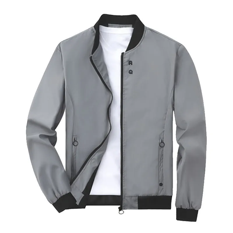 Men's slim-fit fashion collar casual jacket in chemical fibre blend, available in multiple colours