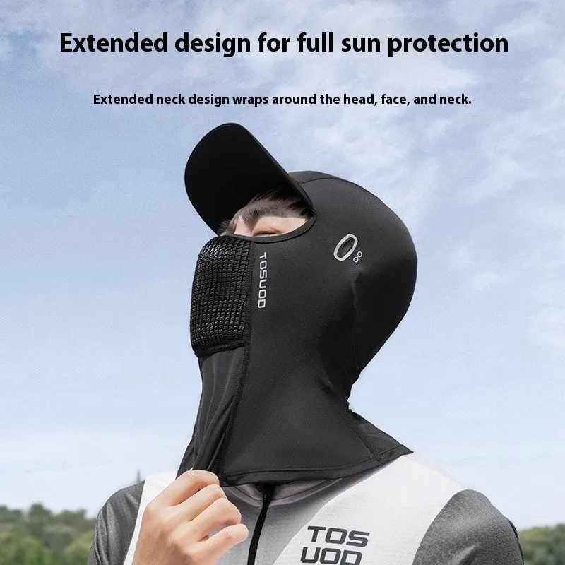 Ice silk sun-proof headgear with 3D sunshade in black, gray, and white for outdoor cycling mask