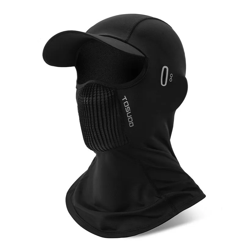 Ice silk sun-proof headgear with 3D sunshade in black, gray, and white for outdoor cycling mask