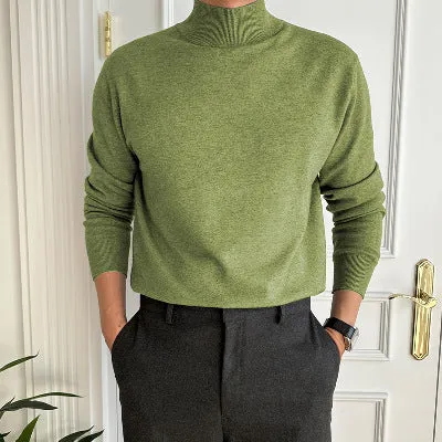 Men's business pullover mock neck sweater in acrylic, long sleeve, available in multiple colours including gray and khaki