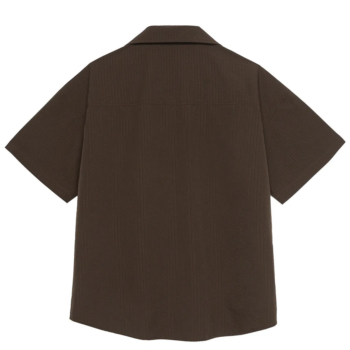 Brown striped Cuban collar short sleeve shirt for outdoor camping