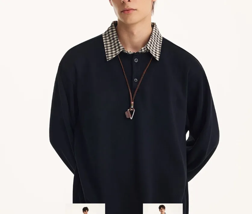 Retro Hong Kong style women's fake two piece half cardigan loose fit sweater in black