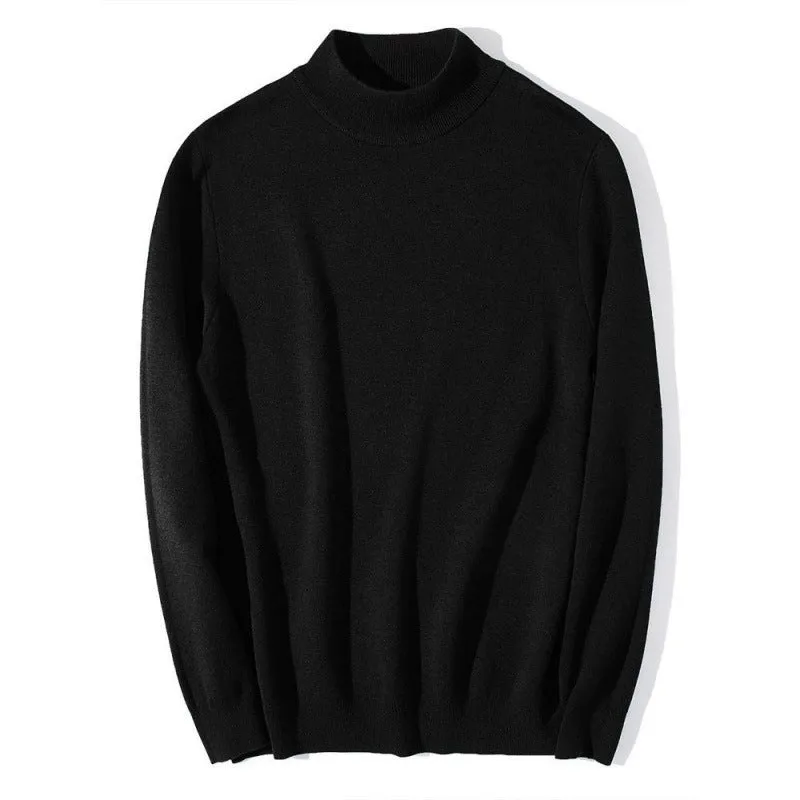 Autumn winter mock neck sweater men's undershirt loose fit Vinylon camel colour long sleeve