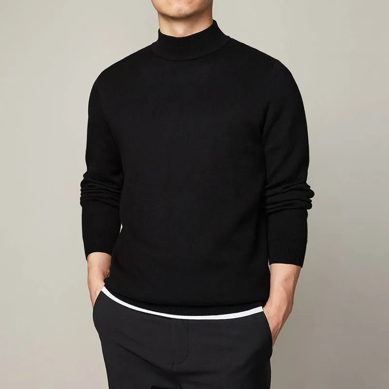 Autumn winter mock neck sweater men's undershirt loose fit Vinylon camel colour long sleeve