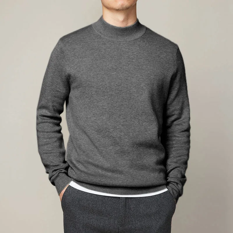 Autumn winter mock neck sweater men's undershirt loose fit Vinylon camel colour long sleeve