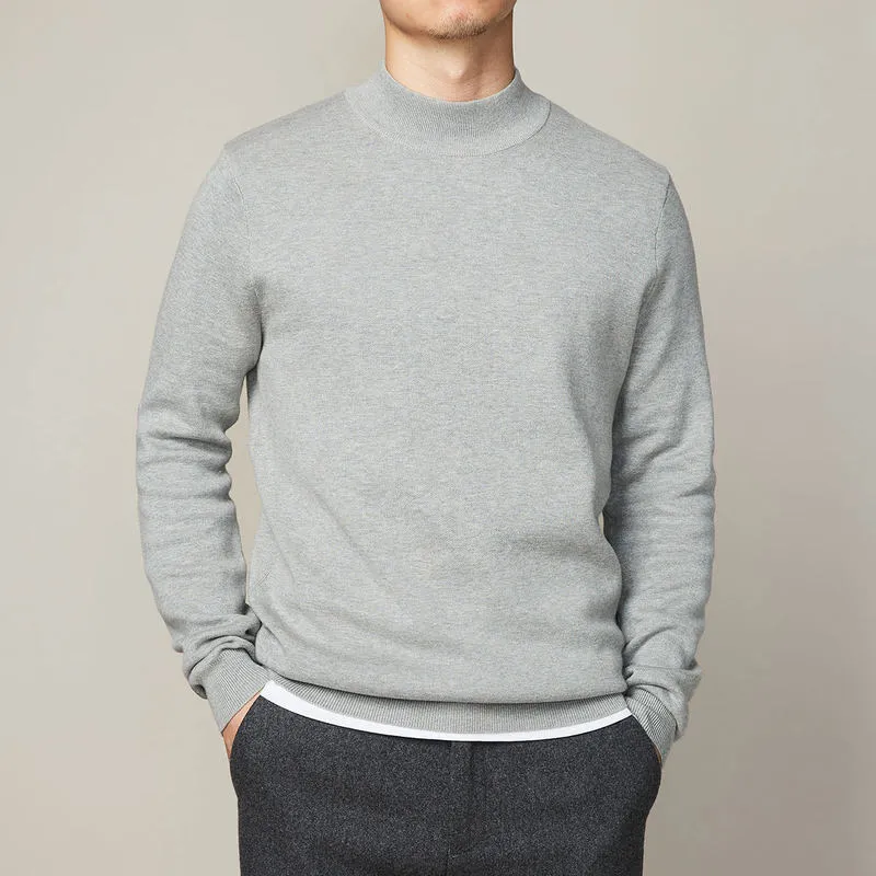 Autumn winter mock neck sweater men's undershirt loose fit Vinylon camel colour long sleeve