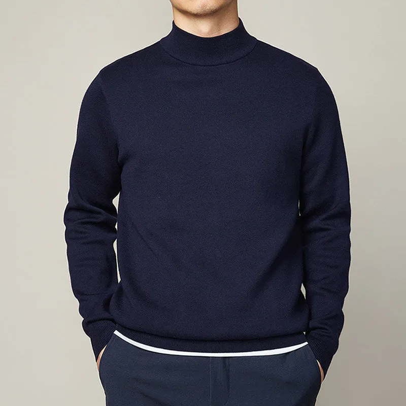 Autumn winter mock neck sweater men's undershirt loose fit Vinylon camel colour long sleeve