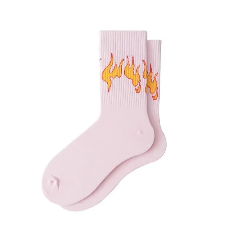 New Flame pure cotton sports socks for men and women in black and blue colour