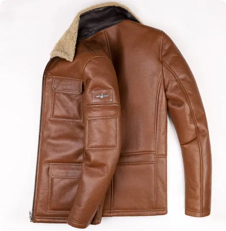 Sheepskin trench coat lapel jacket in champagne colour, slim fit, fur style, with multiple pockets