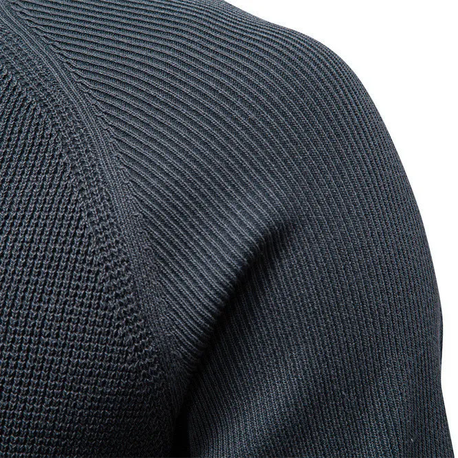 Men's round neck solid colour sweater in dark gray viscose blend, straight cut pullover style