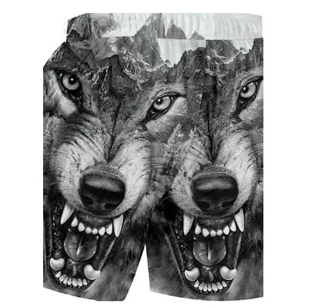 Mens beach shorts with eagle pattern print in polyethylene fiber fabric, straight leg, summer casual style