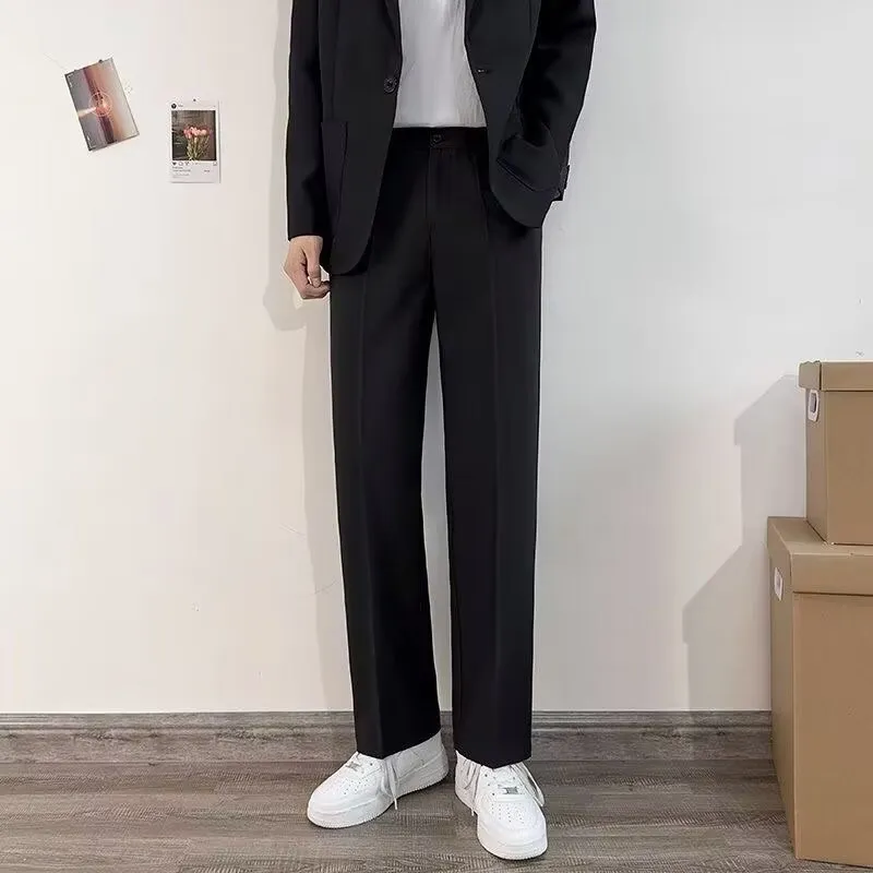 Plus size men's college style suit set with jacket, trousers, white shirt and tie