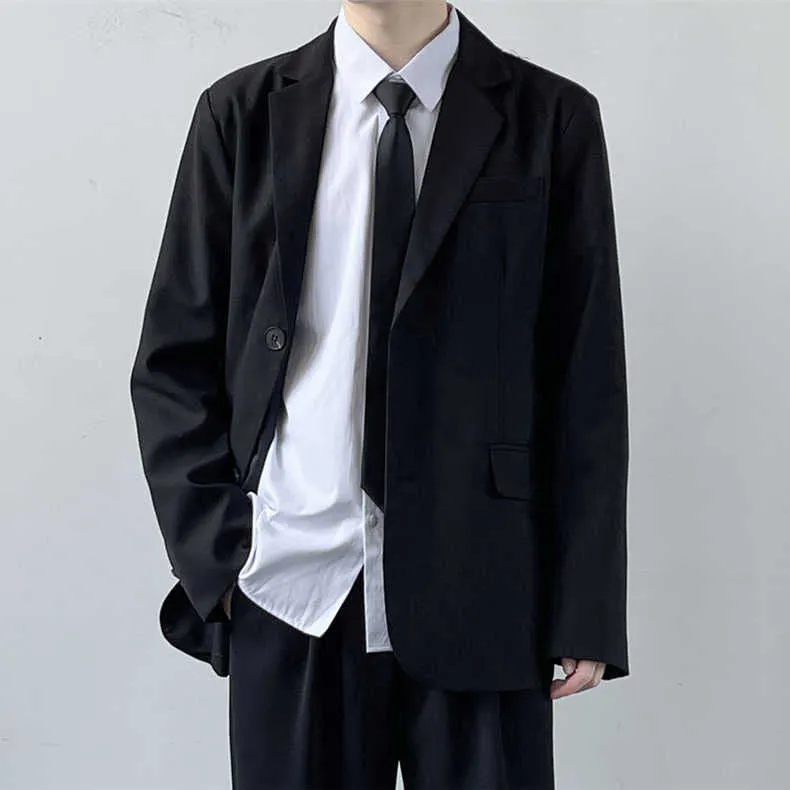 Plus size men's college style suit set with jacket, trousers, white shirt and tie