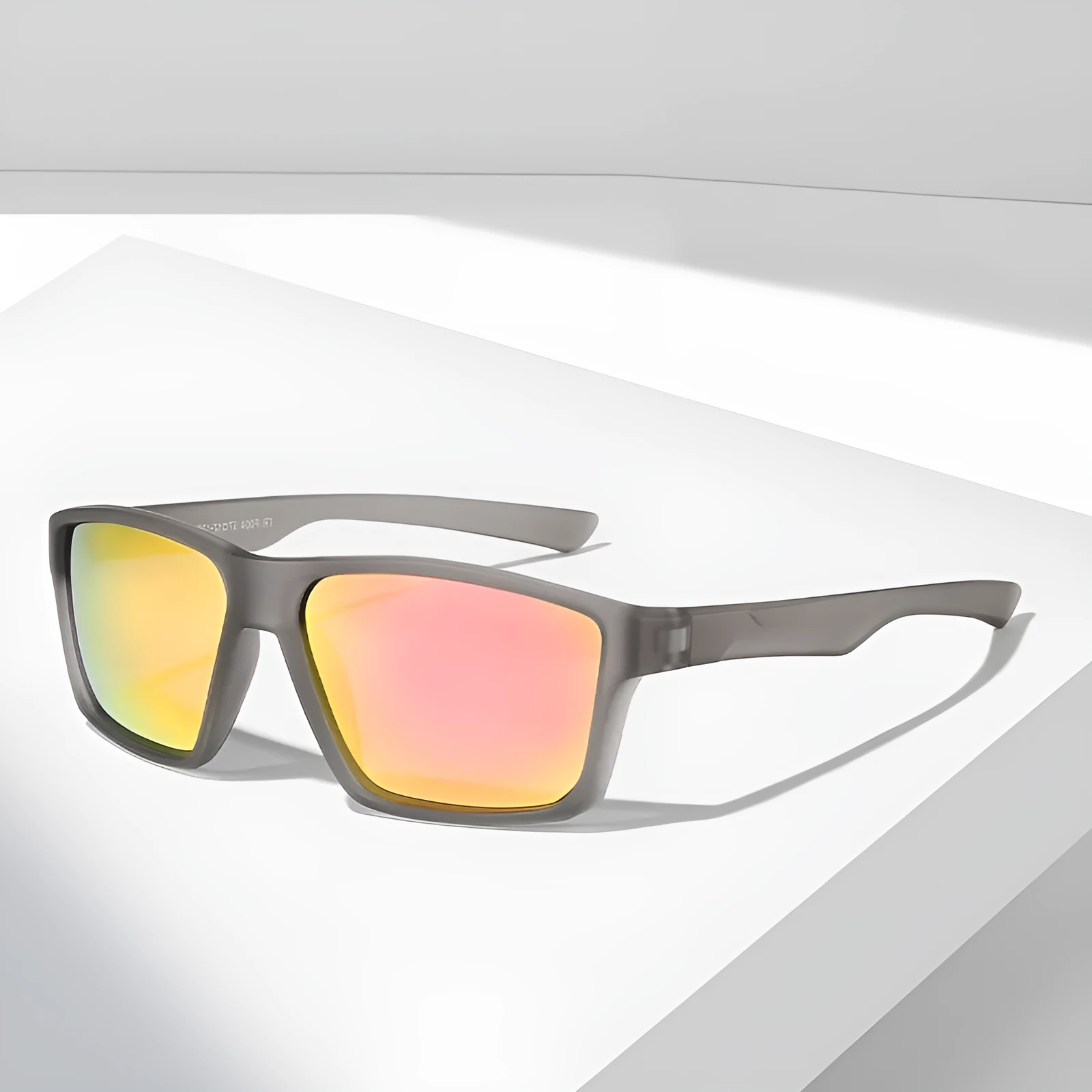 UV protection polarized sunglasses with black frame and black grey lens for outdoor use