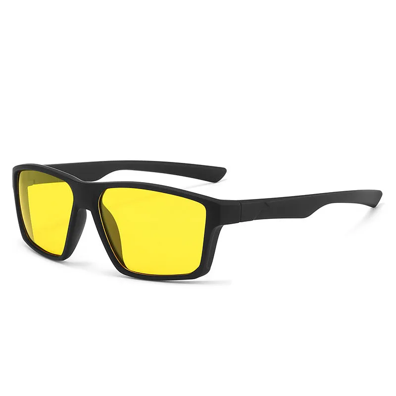 UV protection polarized sunglasses with black frame and black grey lens for outdoor use
