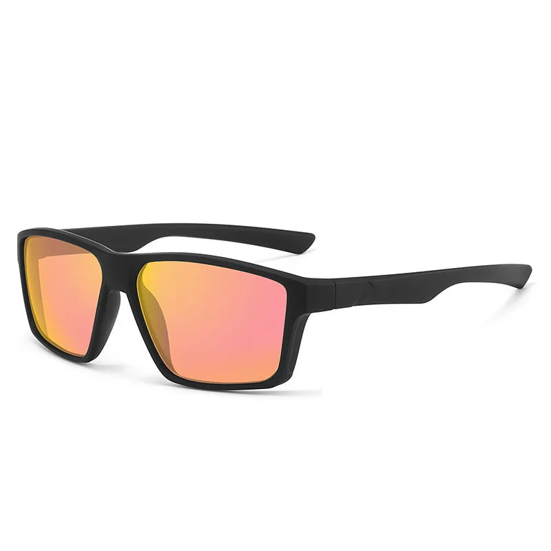 UV protection polarized sunglasses with black frame and black grey lens for outdoor use