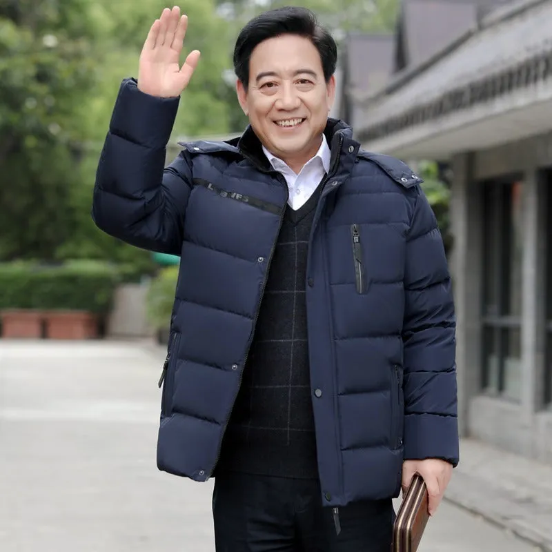 Winter fleece padded coat for elderly with detachable collar, black colour, available in sizes XL to 5XL