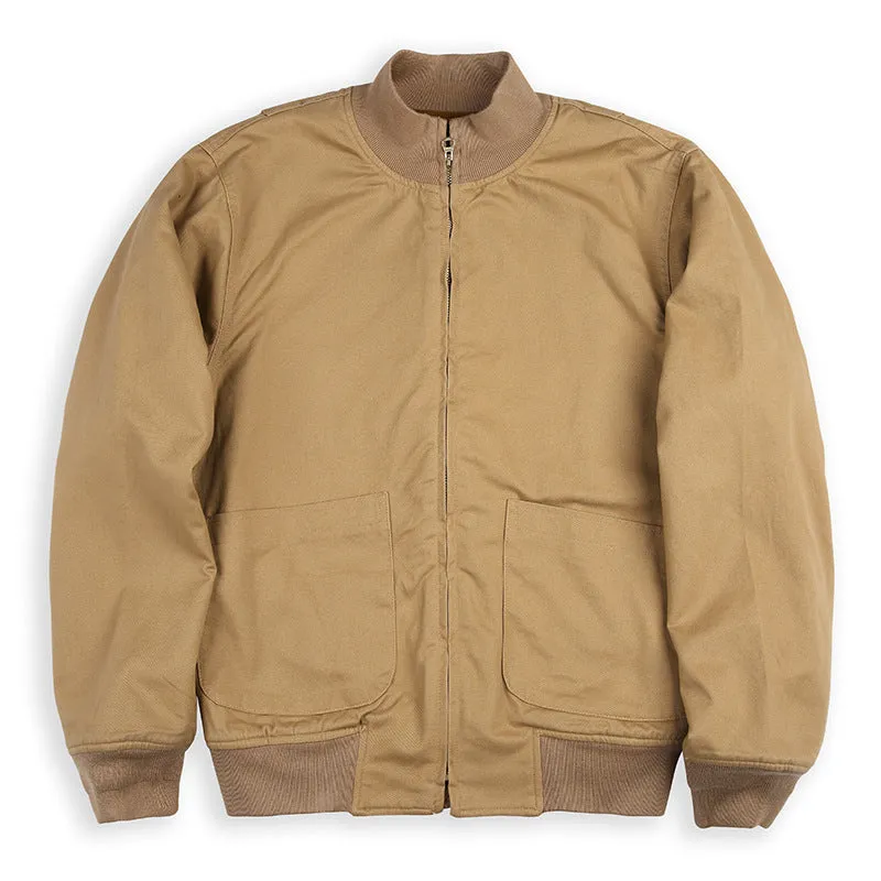 Solid colour men's cotton tank jacket coat with stand collar and size stick pocket in 1602 army green