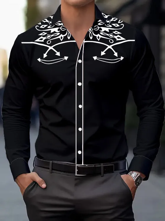 Men's long sleeve loose polyester cardigan shirt with national style digital print in light thin fabric, multiple colours available