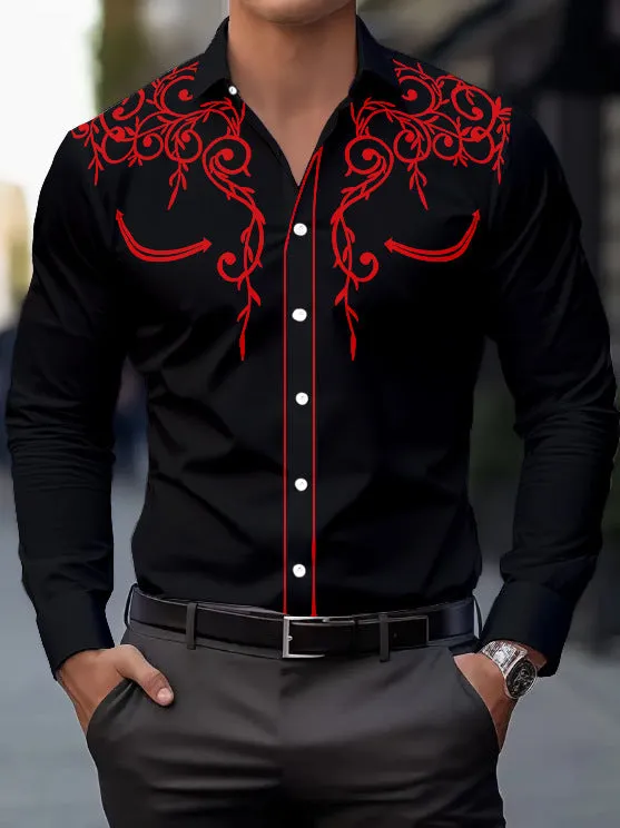 Men's long sleeve loose polyester cardigan shirt with national style digital print in light thin fabric, multiple colours available