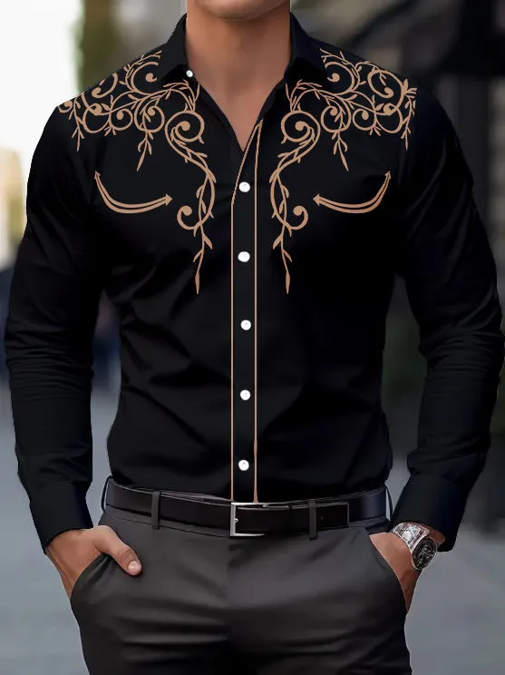 Men's long sleeve loose polyester cardigan shirt with national style digital print in light thin fabric, multiple colours available