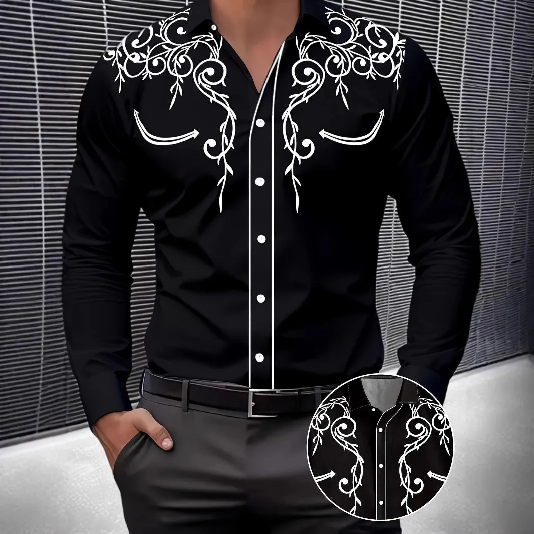 Men's long sleeve loose polyester cardigan shirt with national style digital print in light thin fabric, multiple colours available