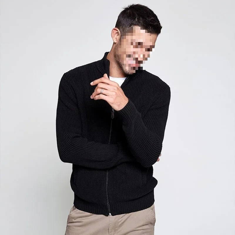 Men's half-high collar batwing sleeve cardigan in sapphire blue, slim fit spandex blend jacket