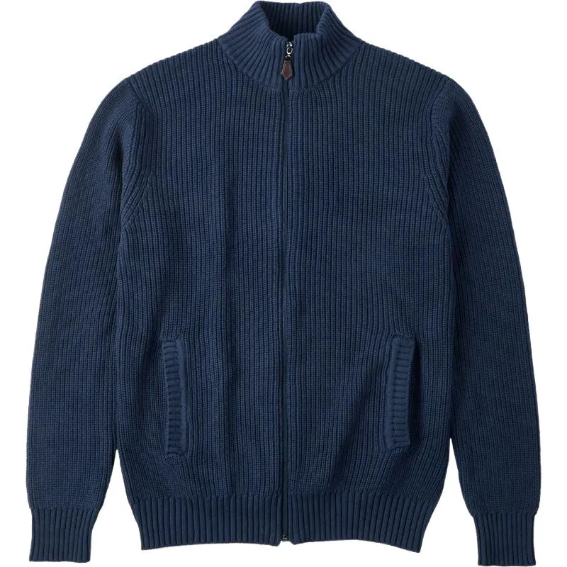 Men's half-high collar batwing sleeve cardigan in sapphire blue, slim fit spandex blend jacket