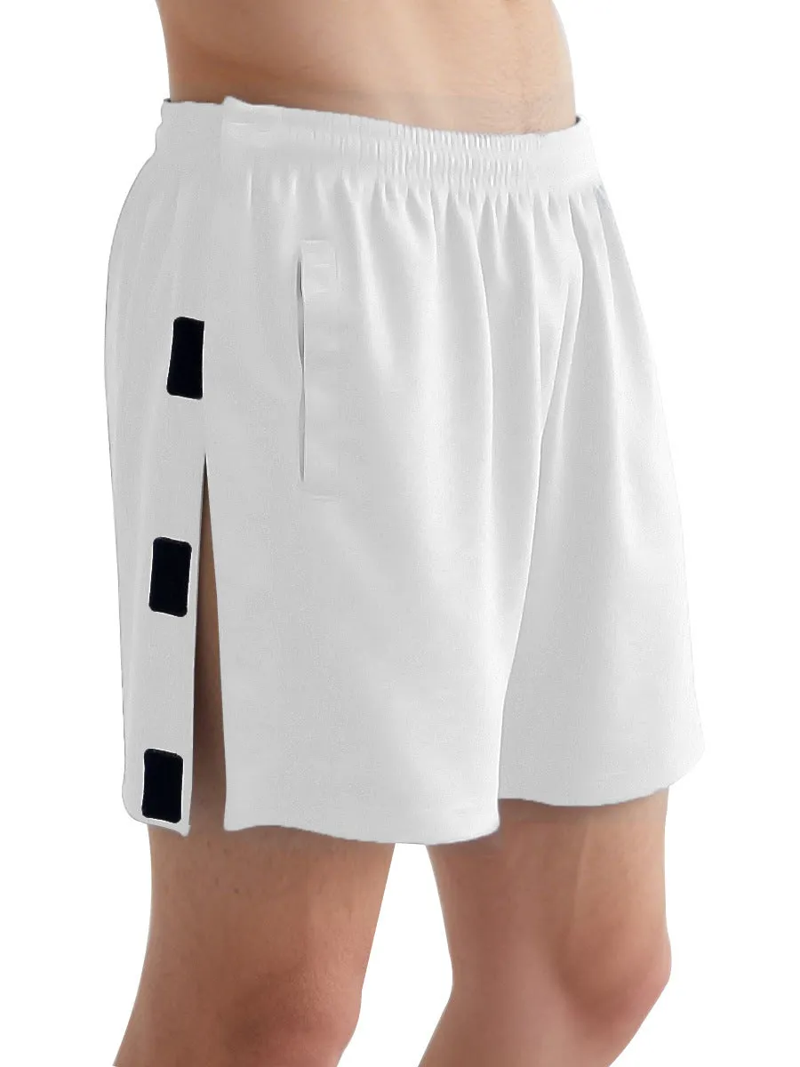 Men's fracture underwear velcro pants in black, easy off waist and leg, polyester fabric