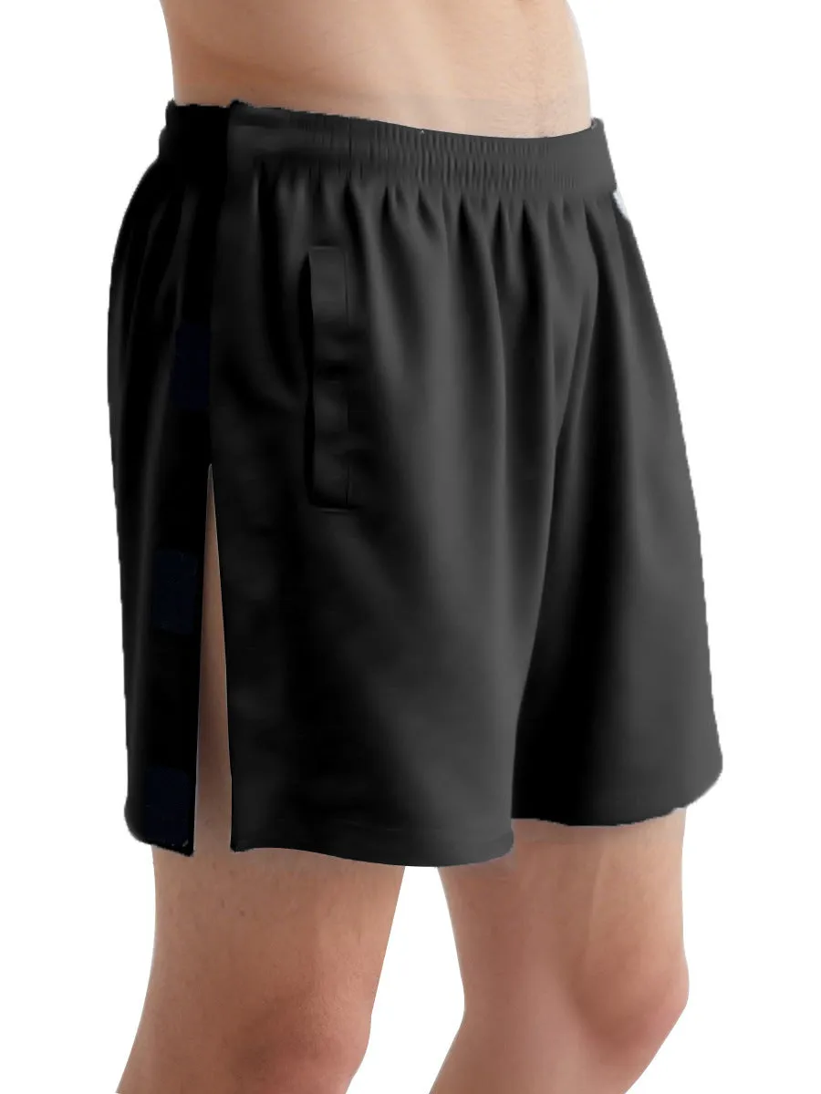 Men's fracture underwear velcro pants in black, easy off waist and leg, polyester fabric