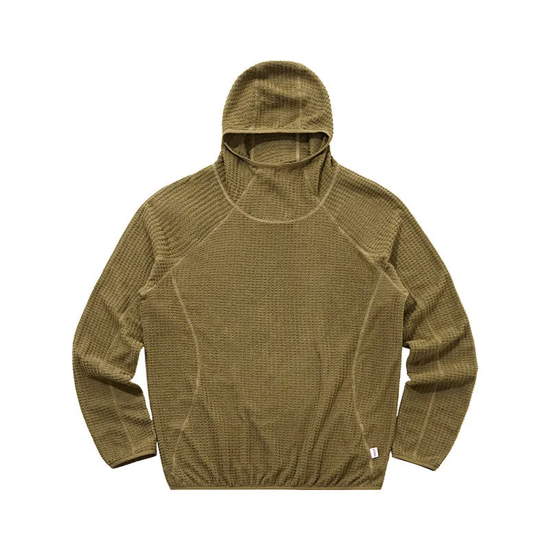 Men's loose fit polyester fibre hoodie in ink black with raglan sleeves and patch pocket