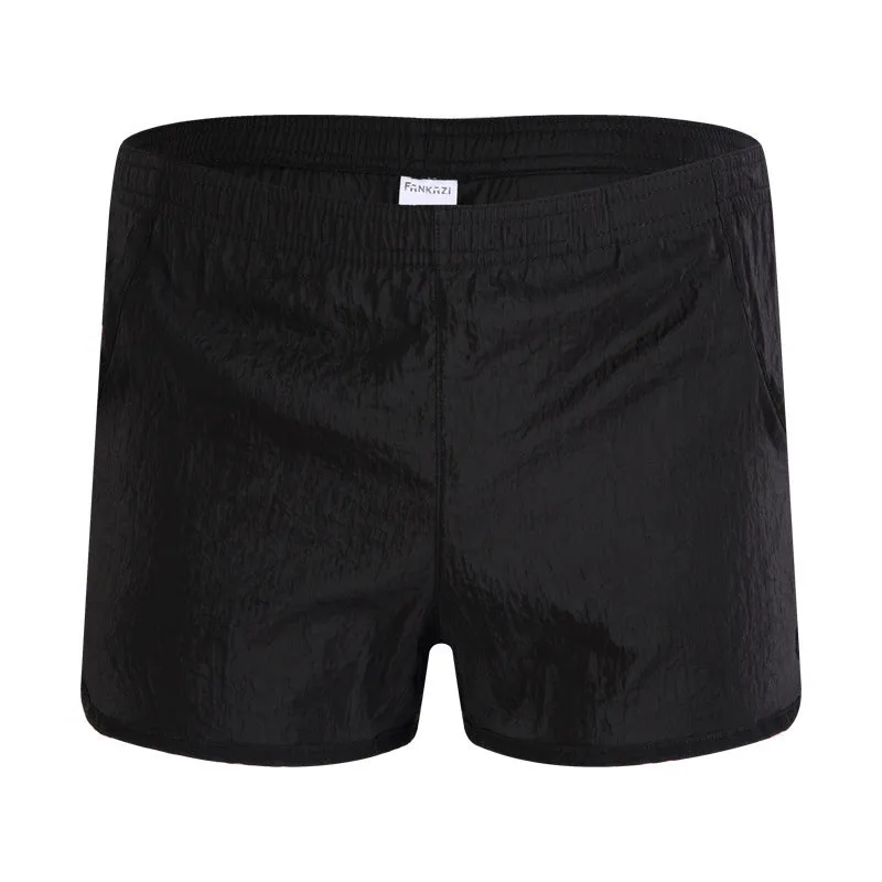 Woven men's nylon low-waist boxer shorts in solid colour, breathable casual style