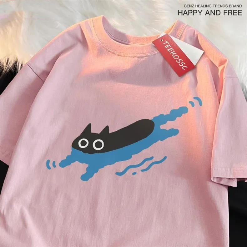 Plus size cotton short sleeve T-shirt in straight fit showing colour options including black, dark blue, khaki, pink, and white