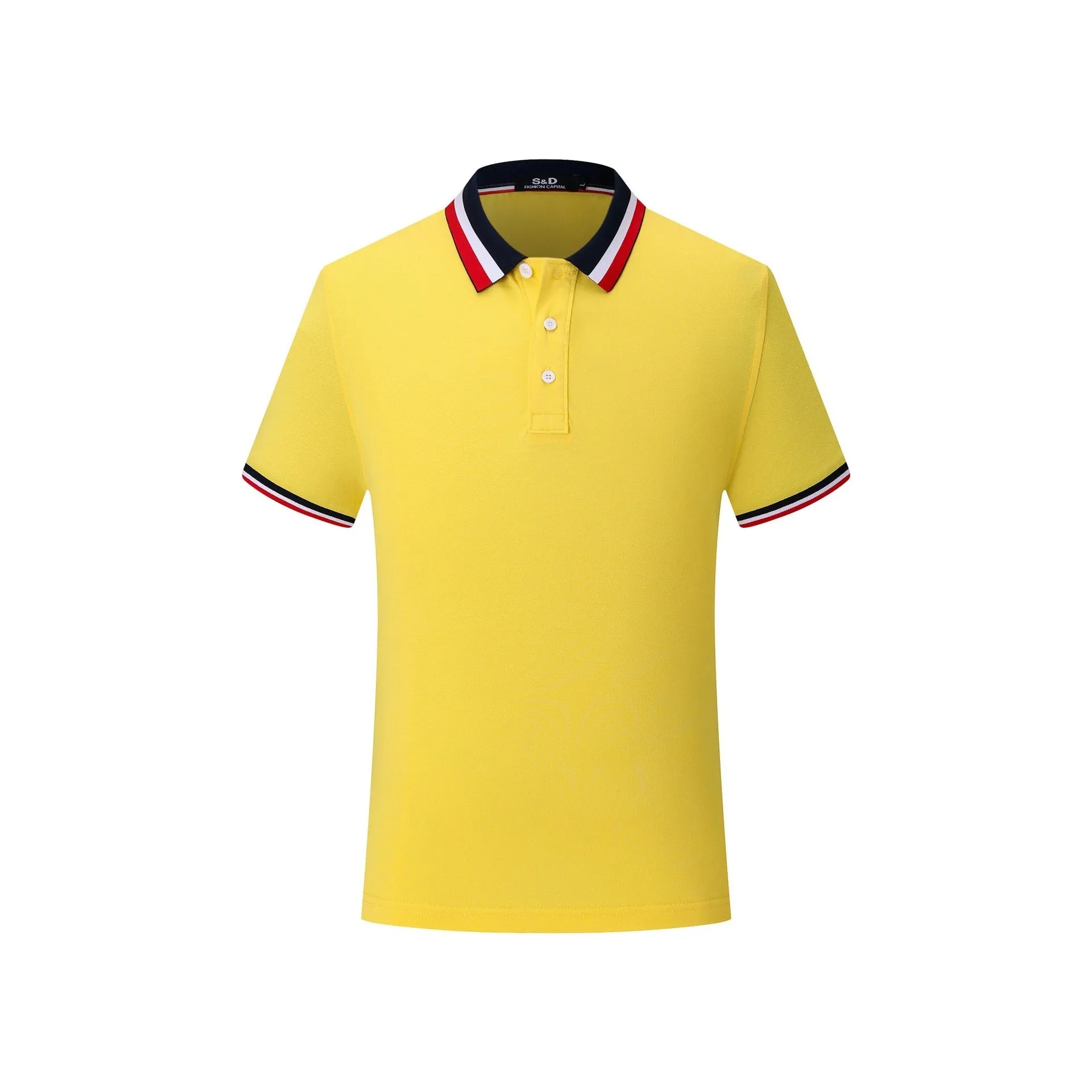 Men's cotton lapel short sleeve work t-shirt in solid colour with collar, front view