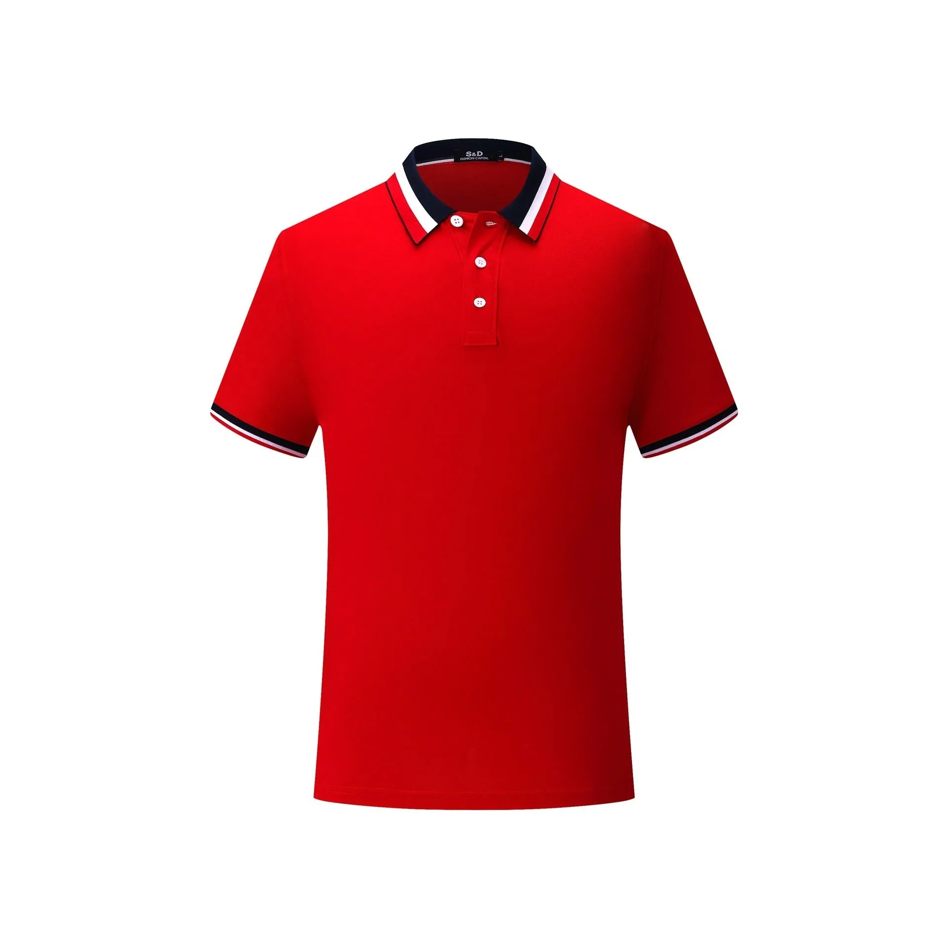 Men's cotton lapel short sleeve work t-shirt in solid colour with collar, front view