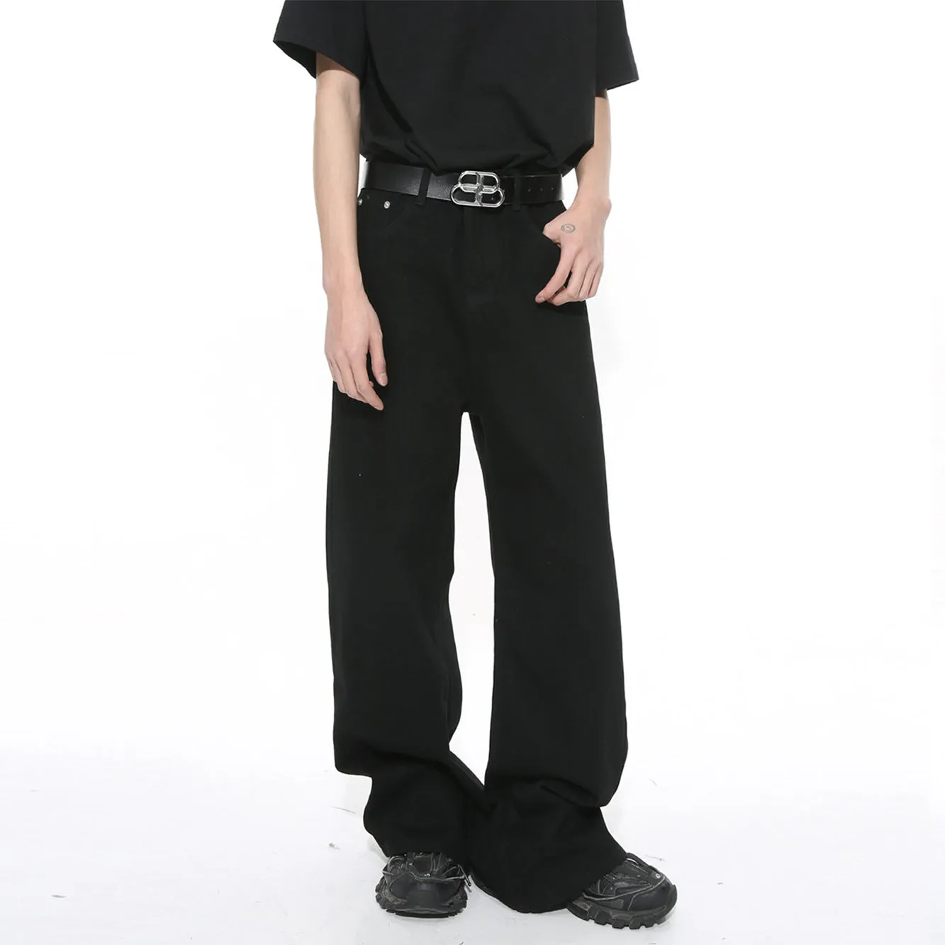 Men's retro washed straight casual jeans in cotton blend, mid waist, zipper fly, five colour options