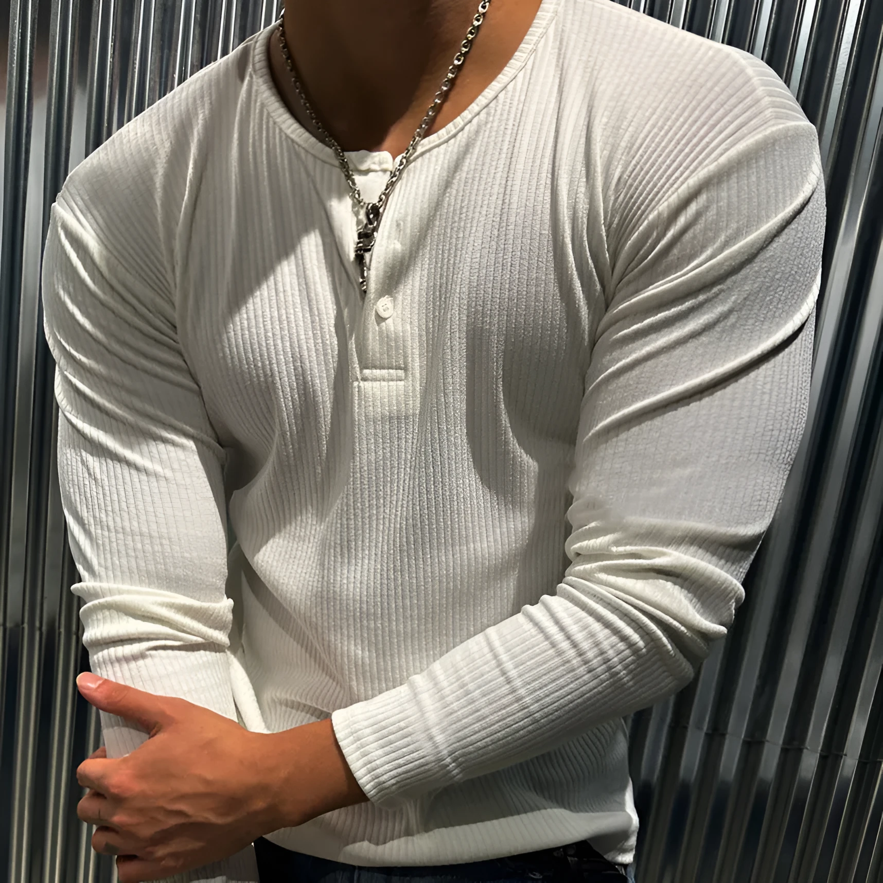 Men's striped quick-drying breathable top in black with rabbit fur fabric