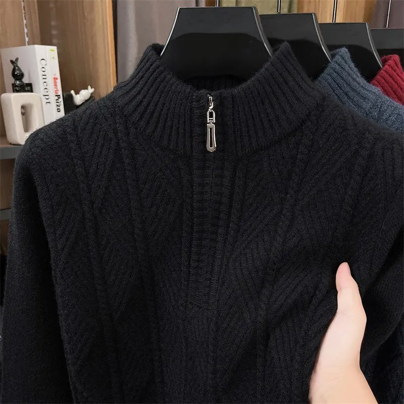Men's business leisure pullover bottoming sweater in camel, thickened acrylic blend crew neck, long sleeve, solid colour knit
