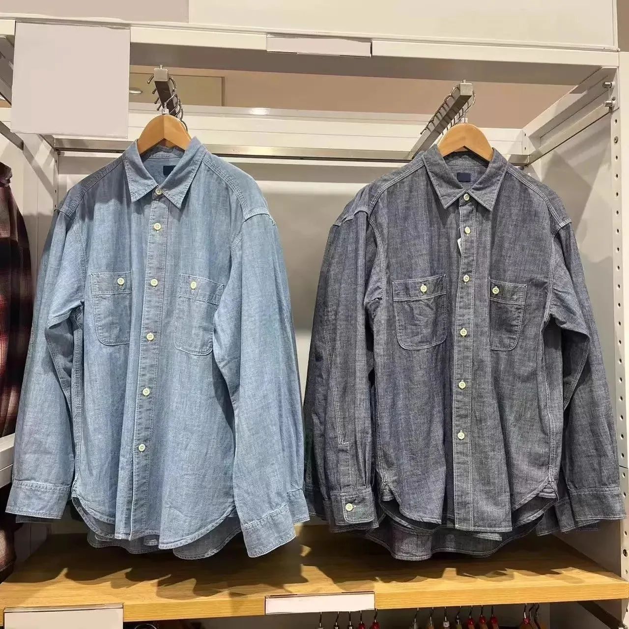 Casual loose fit solid colour Vinylon long sleeve shirt for men and women in sea blue