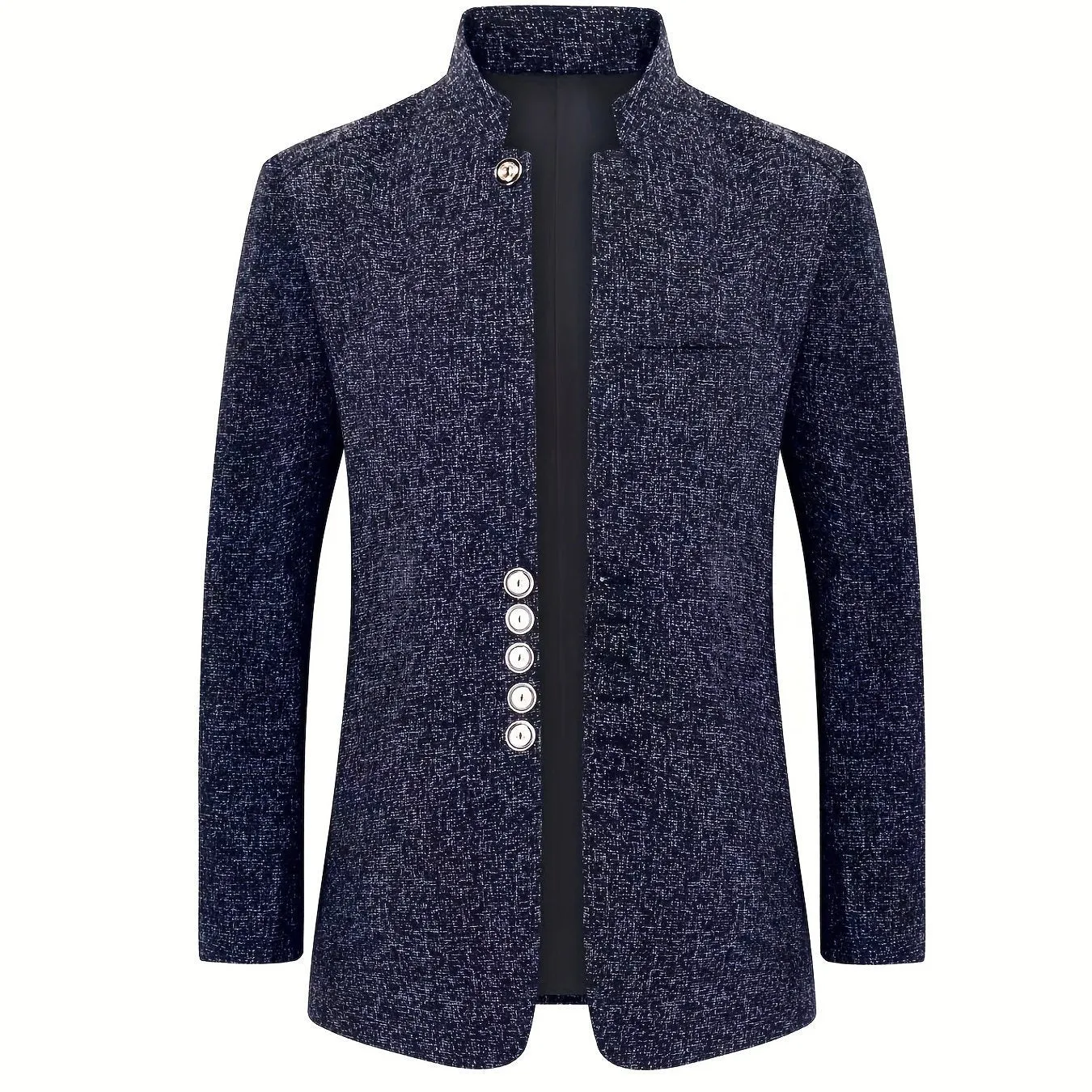 Men's solid colour cotton suit jacket loose fit blazer in black, gray, and navy blue