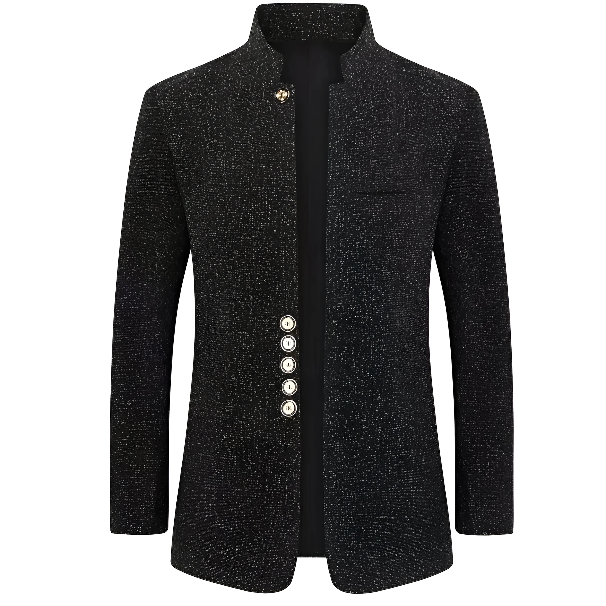 Men's solid colour cotton suit jacket loose fit blazer in black, gray, and navy blue